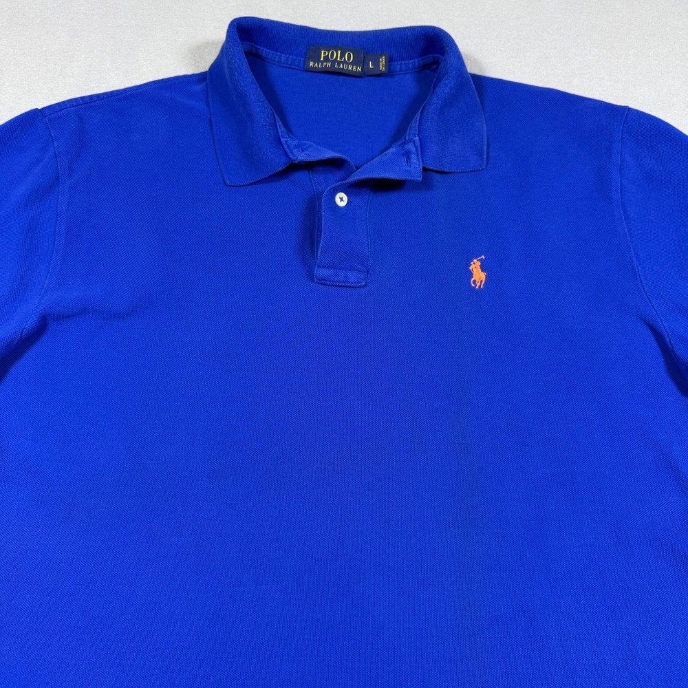 Polo Ralph Lauren Polo Men Classic Large Blue Orange Pony Short Sleeve Excellent